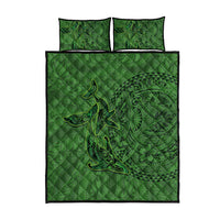 Hawaiian Whales Polynesian Art Motifs Quilt Bed Set Green Color LT03 - Polynesian Pride