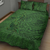 Hawaiian Whales Polynesian Art Motifs Quilt Bed Set Green Color LT03 - Polynesian Pride