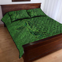 Hawaiian Whales Polynesian Art Motifs Quilt Bed Set Green Color LT03 - Polynesian Pride