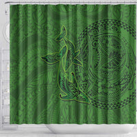 Hawaiian Whales Polynesian Art Motifs Shower Curtain Green Color LT03 - Polynesian Pride
