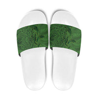 Hawaiian Whales Polynesian Art Motifs Slide Sandals Green Color LT03 Green - Polynesian Pride