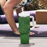 Hawaiian Whales Polynesian Art Motifs Tumbler With Handle Green Color - Polynesian Pride