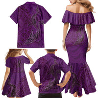 Hawaiian Whales Polynesian Art Motifs Family Matching Mermaid Dress and Hawaiian Shirt Purple Color LT03 - Polynesian Pride