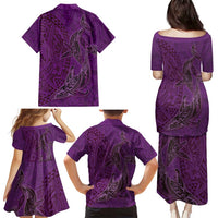 Hawaiian Whales Polynesian Art Motifs Family Matching Puletasi and Hawaiian Shirt Purple Color LT03 - Polynesian Pride