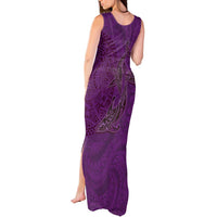 Hawaiian Whales Polynesian Art Motifs Tank Maxi Dress Purple Color - Polynesian Pride
