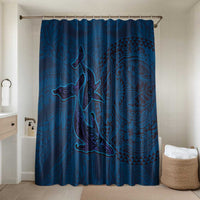 Hawaiian Whales Polynesian Art Motifs Bathroom Set Blue Color LT03 Shower Curtain Only Blue - Polynesian Pride