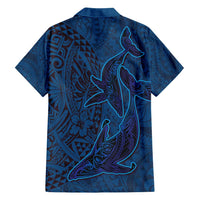 Hawaiian Whales Polynesian Art Motifs Family Matching Tank Maxi Dress and Hawaiian Shirt Blue Color LT03 - Polynesian Pride