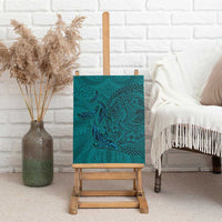 Hawaiian Whales Polynesian Art Motifs Canvas Wall Art Turquoise Color - Polynesian Pride