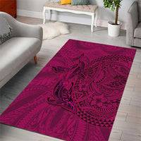 Hawaiian Whales Polynesian Art Motifs Area Rug Pink Color - Polynesian Pride