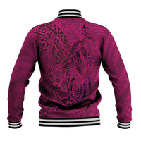 Hawaiian Whales Polynesian Art Motifs Baseball Jacket Pink Color - Polynesian Pride