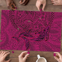 Hawaiian Whales Polynesian Art Motifs Puzzle Pink Color - Polynesian Pride