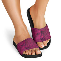Hawaiian Whales Polynesian Art Motifs Slide Sandals Pink Color - Polynesian Pride