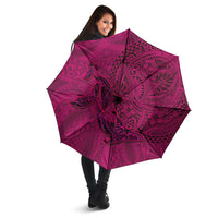 Hawaiian Whales Polynesian Art Motifs Umbrella Pink Color - Polynesian Pride
