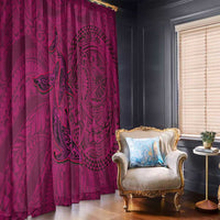 Hawaiian Whales Polynesian Art Motifs Window Curtain Pink Color - Polynesian Pride