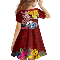 Custom Northern Mariana Islands Christmas Family Matching Summer Maxi Dress and Hawaiian Shirt Funny Santa Hug Latte Stone Ylang-ylang and Polynesia Pattern Red LT03 - Polynesian Pride