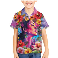 Polynesian Women Family Matching Mermaid Dress and Hawaiian Shirt Tropical Plant - Vibrant Surreal Dreamscape Vibe LT03 Son's Shirt Pink-Purple - Polynesian Pride