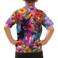Polynesian Women Family Matching Off Shoulder Maxi Dress and Hawaiian Shirt Tropical Plant - Vibrant Surreal Dreamscape Vibe LT03 - Polynesian Pride