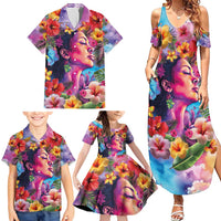 Polynesian Women Family Matching Summer Maxi Dress and Hawaiian Shirt Tropical Plant - Vibrant Surreal Dreamscape Vibe LT03 - Polynesian Pride