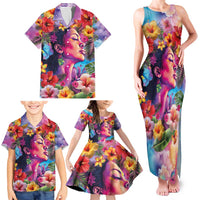 Polynesian Women Family Matching Tank Maxi Dress and Hawaiian Shirt Tropical Plant - Vibrant Surreal Dreamscape Vibe LT03 - Polynesian Pride