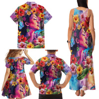 Polynesian Women Family Matching Tank Maxi Dress and Hawaiian Shirt Tropical Plant - Vibrant Surreal Dreamscape Vibe LT03 - Polynesian Pride