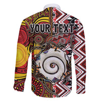 Personalised Aotearoa and Australia Together Family Matching Summer Maxi Dress and Hawaiian Shirt Koru and Kangaroo - Taniko with Aboriginal Motif LT03 - Polynesian Pride