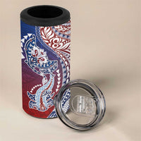 Hawaiian Manta Ray and Hammerhead Shark Tribal Tattoo 4 in 1 Can Cooler Tumbler with Polynesian Tribal Pattern Hawaii Flag Color LT03 - Polynesian Pride