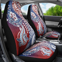 Hawaiian Manta Ray and Hammerhead Shark Tribal Tattoo Car Seat Cover with Polynesian Tribal Pattern Hawaii Flag Color