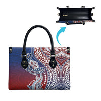 Hawaiian Manta Ray and Hammerhead Shark Tribal Tattoo Leather Bag with Polynesian Tribal Pattern Hawaii Flag Color
