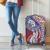 Hawaiian Manta Ray and Hammerhead Shark Tribal Tattoo Luggage Cover with Polynesian Tribal Pattern Hawaii Flag Color