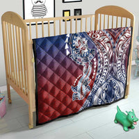 Hawaiian Manta Ray and Hammerhead Shark Tribal Tattoo Quilt with Polynesian Tribal Pattern Hawaii Flag Color