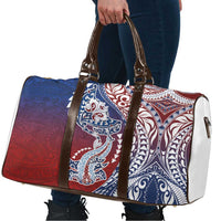 Hawaiian Manta Ray and Hammerhead Shark Tribal Tattoo Travel Bag with Polynesian Tribal Pattern Hawaii Flag Color