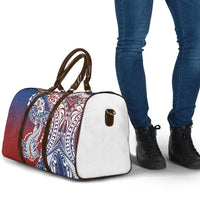 Hawaiian Manta Ray and Hammerhead Shark Tribal Tattoo Travel Bag with Polynesian Tribal Pattern Hawaii Flag Color