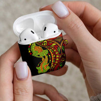Hawaiian Manta Ray and Hammerhead Shark Tribal Tattoo AirPods Case with Polynesian Tribal Pattern Kanaka Maoli Flag Color LT03 - Polynesian Pride
