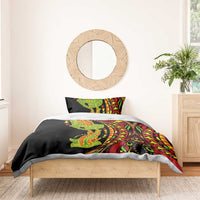 Hawaiian Manta Ray and Hammerhead Shark Tribal Tattoo Bedding Set with Polynesian Tribal Pattern Kanaka Maoli Flag Color