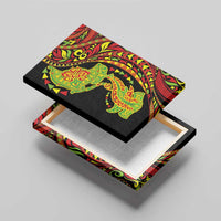 Hawaiian Manta Ray and Hammerhead Shark Tribal Tattoo Canvas Wall Art with Polynesian Tribal Pattern Kanaka Maoli Flag Color