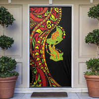 Hawaiian Manta Ray and Hammerhead Shark Tribal Tattoo Door Cover with Polynesian Tribal Pattern Kanaka Maoli Flag Color LT03 Multicolor - Polynesian Pride