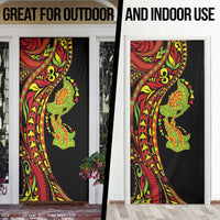 Hawaiian Manta Ray and Hammerhead Shark Tribal Tattoo Door Cover with Polynesian Tribal Pattern Kanaka Maoli Flag Color LT03 - Polynesian Pride