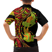 Hawaiian Manta Ray and Hammerhead Shark Tribal Tattoo Hawaiian Shirt with Polynesian Tribal Pattern Kanaka Maoli Flag Color LT03 - Polynesian Pride