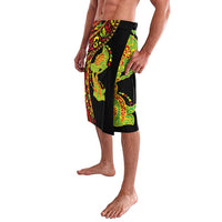 Hawaiian Manta Ray and Hammerhead Shark Tribal Tattoo Lavalava with Polynesian Tribal Pattern Kanaka Maoli Flag Color