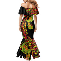 Hawaiian Manta Ray and Hammerhead Shark Tribal Tattoo Mermaid Dress with Polynesian Tribal Pattern Kanaka Maoli Flag Color LT03 - Polynesian Pride