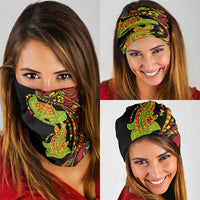 Hawaiian Manta Ray and Hammerhead Shark Tribal Tattoo Neck Gaiter with Polynesian Tribal Pattern Kanaka Maoli Flag Color LT03 - Polynesian Pride