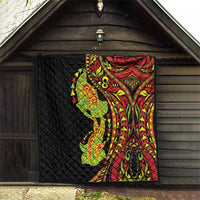 Hawaiian Manta Ray and Hammerhead Shark Tribal Tattoo Quilt with Polynesian Tribal Pattern Kanaka Maoli Flag Color