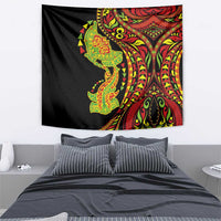 Hawaiian Manta Ray and Hammerhead Shark Tribal Tattoo Tapestry with Polynesian Tribal Pattern Kanaka Maoli Flag Color