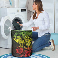 Hawaiian Manta Ray and Hammerhead Shark Tribal Tattoo Laundry Basket with Polynesian Tribal Pattern Reggae Style