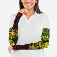 Hawaiian Manta Ray and Hammerhead Shark Tribal Tattoo Arm Sleeves with Polynesian Tribal Pattern Reggae Style