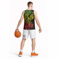 Hawaiian Manta Ray and Hammerhead Shark Tribal Tattoo Basketball Jersey with Polynesian Tribal Pattern Reggae Style