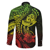 Hawaiian Manta Ray and Hammerhead Shark Tribal Tattoo Family Matching Puletasi and Hawaiian Shirt with Polynesian Tribal Pattern Reggae Style LT03 - Polynesian Pride