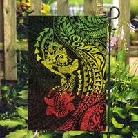 Hawaiian Manta Ray and Hammerhead Shark Tribal Tattoo Garden Flag with Polynesian Tribal Pattern Reggae Style