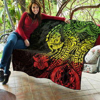 Hawaiian Manta Ray and Hammerhead Shark Tribal Tattoo Quilt with Polynesian Tribal Pattern Reggae Style