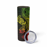 Hawaiian Manta Ray and Hammerhead Shark Tribal Tattoo Skinny Tumbler with Polynesian Tribal Pattern Reggae Style